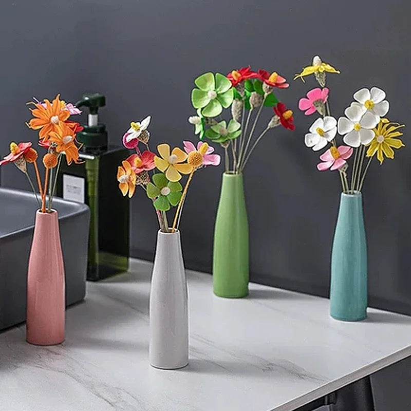 vase céramique moderne vert clair blanc bleu clair uni opacité table decoration