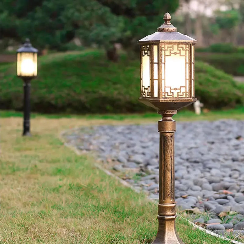 lampe jardin led moderne noir bronze ip65 extérieure ajourée classique