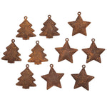 Lot de 5 cloches de Noël vintage en métal rouillé