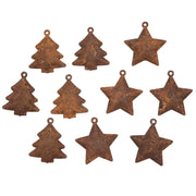 décorations noël marron rouille aspect rouillé rustique lot cloches métal