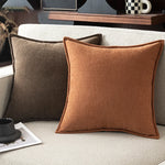 taies d'oreillers carrées velours moderne marron beige orange opaques non toxiques 100% polyester