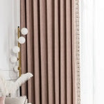 rideau salon beige clair classique rayures diagonales opacité franges pompons décoration intérieur