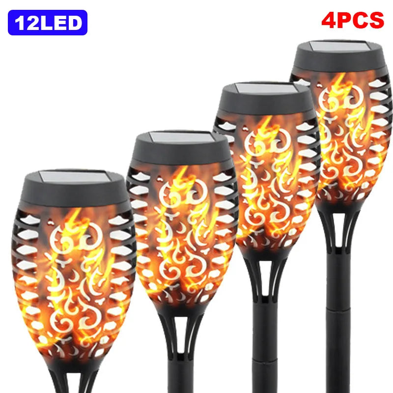 torche solaire imperméable led flamme animée moderne extérieur jardin décoration motifs floraux ip65 abs