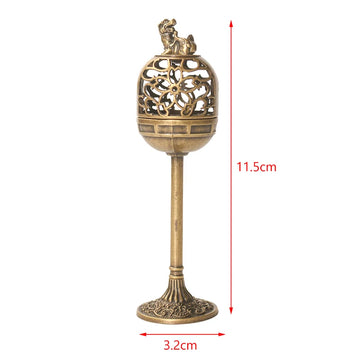 lampe huile bronze ornements floraux artisanale chaîne support traditionnelle métal