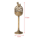 lampe huile bronze ornements floraux artisanale chaîne support traditionnelle métal