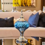 vase verre bleu tourbillon moderne décoration intérieure élégante transparent ornement floral