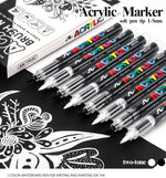 stylos marqueurs acrylique noir blanc floral brush ensemble 12 stylos boîte rangement
