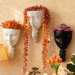 pots résine muraux tête humaine moderne blanc gris noir décoratif plantes fleurs
