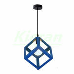 lampe suspendue moderne structure géométrique carrée verte bleue blanche jaune rouge