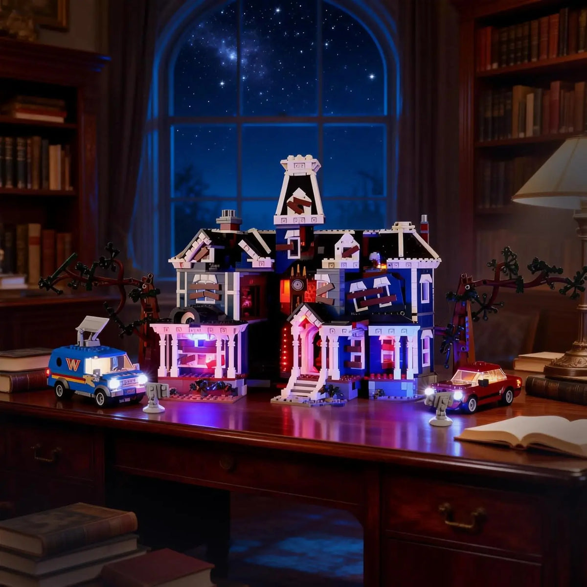 lumière led blanc rouge bleu noir lego maison voitures architecture détaillée classique