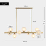 suspension lumineuse moderne boules translucides or blanc ampoules led 12 têtes cuivre