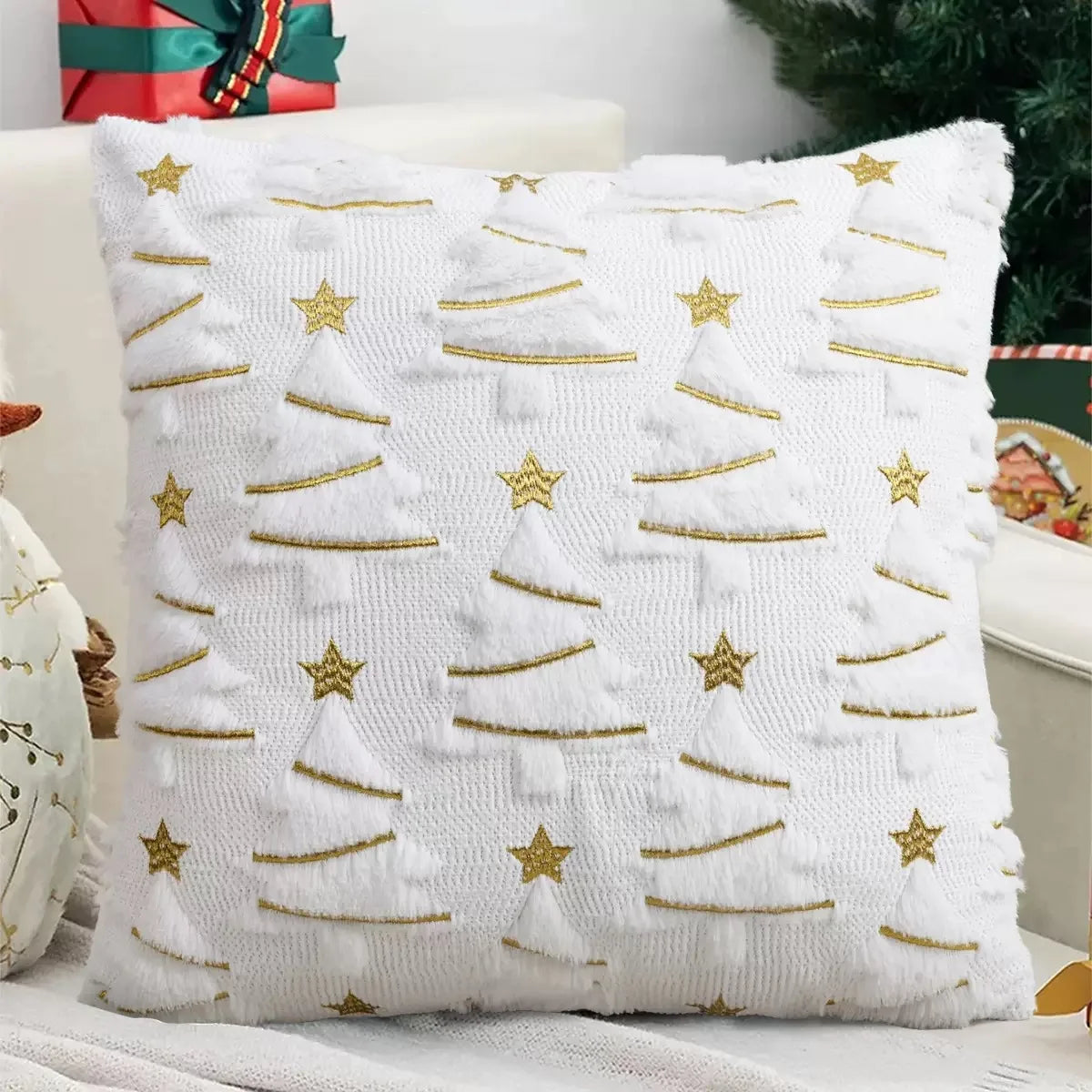 coussin halloween fantômes blancs oranges amovible lavable moderne zip caché