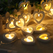 Guirlande lumineuse cœur en bois 1.5M 10 LED pour mariage romantique