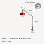 lampe murale moderne rouge deco chambre salon éclairage quotidien articulée métal fixée mur