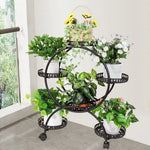 meuble plante rotatif moderne niveaux métal ajouré noir roulettes freinées balconintérieur