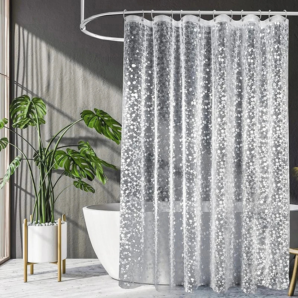 rideau douche transparent moderne blanches waterproof 120x180cm 180x200cmHooks