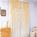 rideaux transparents motifs feuilles verte rose beige salon champêtre bohème poche tringle polyester