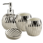 ensemble bain moderne or noir blanc distributeur savon tasse plateau élégant