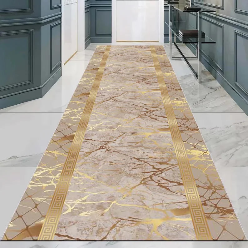 tapis marbré doré élégant salon moderne ornemental polypropylene blanc noir decoration maison chambreextérieur