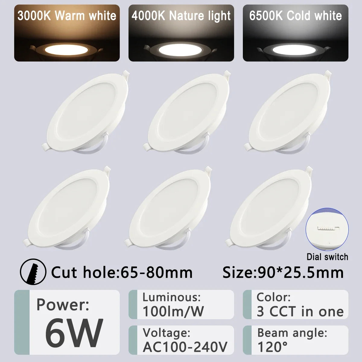 spots led blancs modernes 10w 14w 17w 20w 24w 6w commutateur rotatif ac100240v
