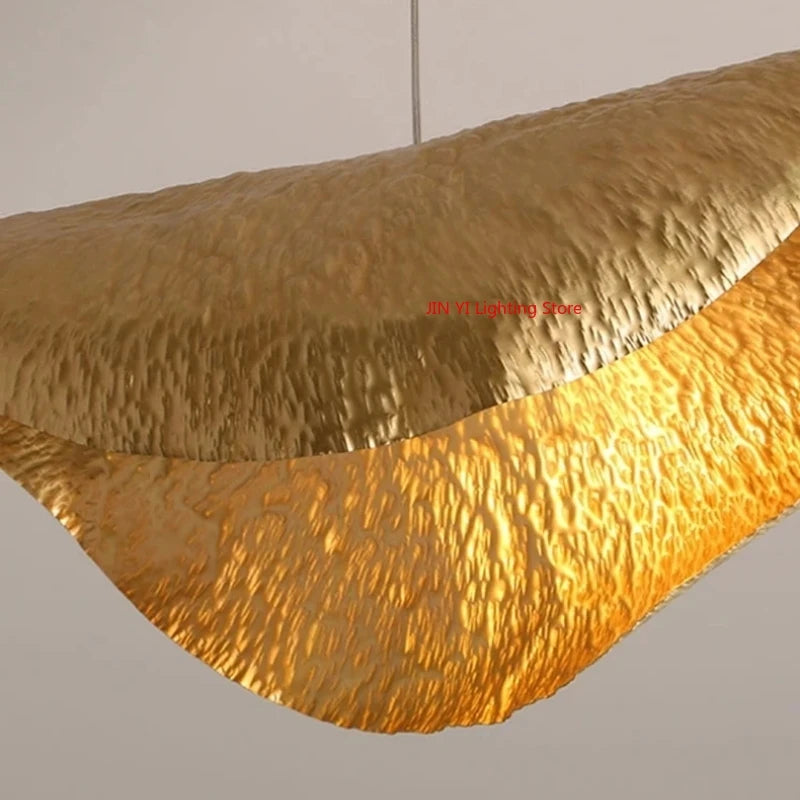 suspension lumineuse pendentif cuivre doré texturé moderne lotus 50cm 60cm 70cm 80cm 90cm lumière