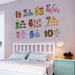 sticker mural enfant numeros illustrations nuages soleil adhésif multicolore chambre