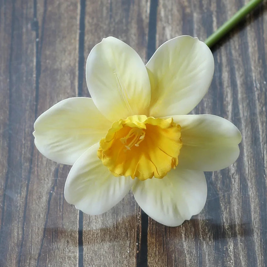 fleurs artificielles jonquille printemps décoration intérieure mariage blanc jaune 38cm 20pièces