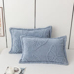 taies d'oreiller jacquard papillons brodés gris bleu rose vert beige violet modernes lit hiver