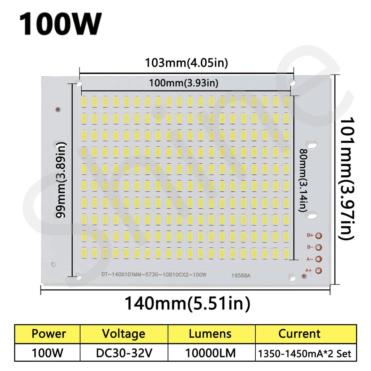 projecteur led 100w 200w 50w lumineux plaque industrielle alu opaque connecteurs rouges