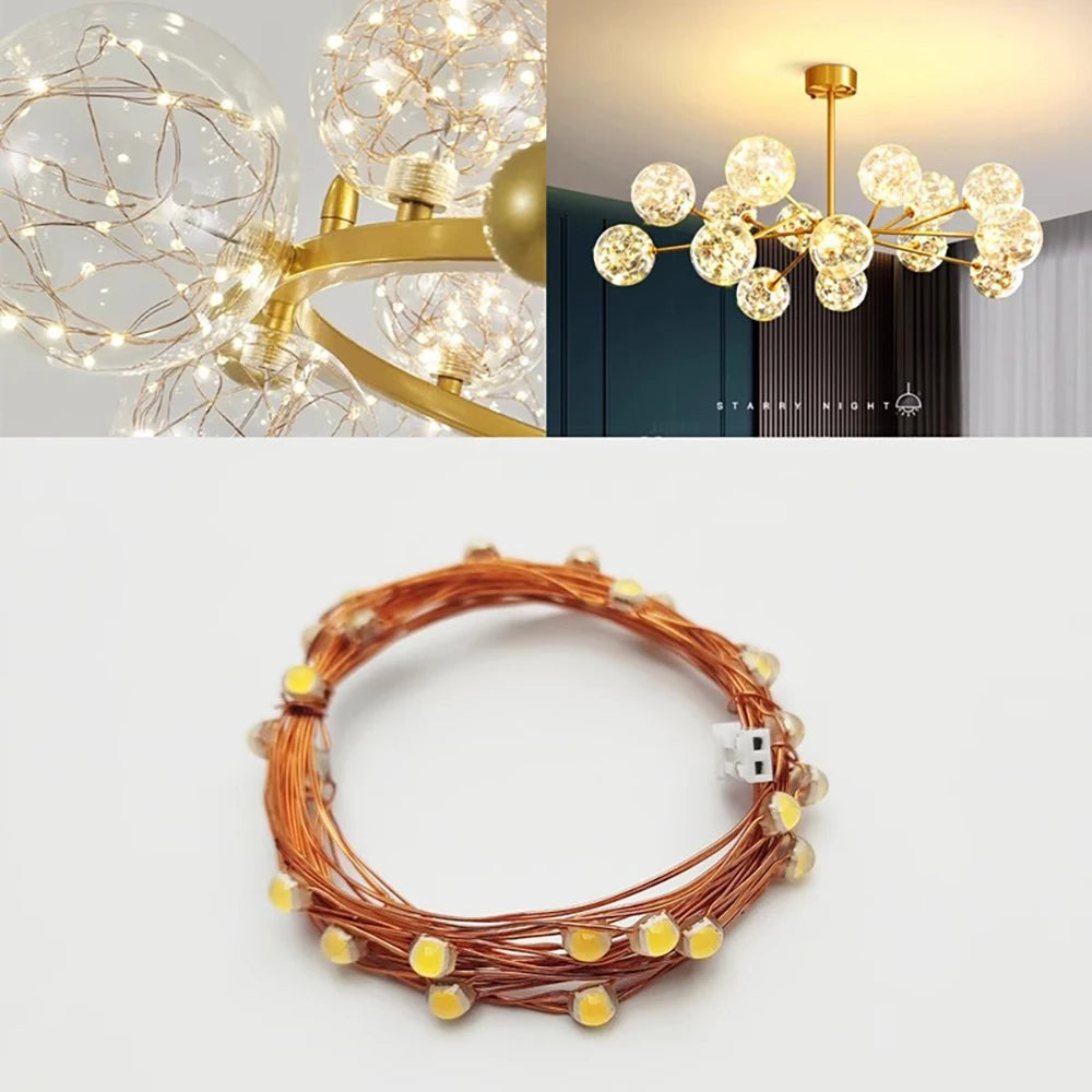 guirlande lumineuse cuivre jaune noir led moderne connecteur électrique 24v trois couleurs