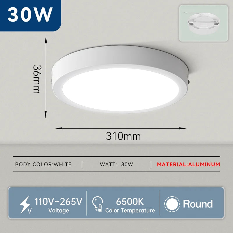 lampe led moderne ultra mince 10w 15w 20w 30w blanc rond carré