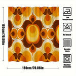 rideau douche vintage orange marron cercles concentriques geometrique polyester moderne