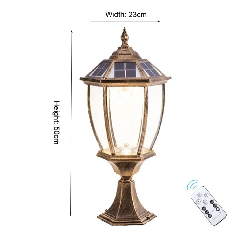 lampe solaire dorée led transparente classique extérieure étanche jardin moderne