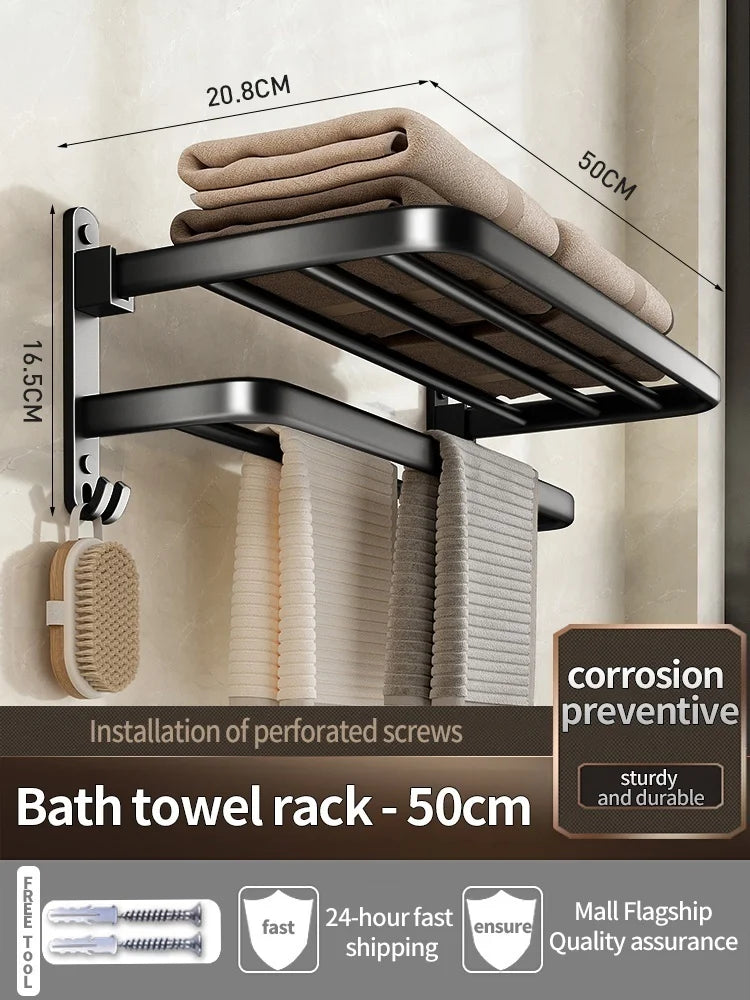 porte serviettes mural aluminium gris lisse moderne serviettes coton brosse dents fixations vis 21.5cm