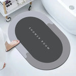 tapis bain absorbant antidérapant moderne motif abstrait ovale gris blanc
