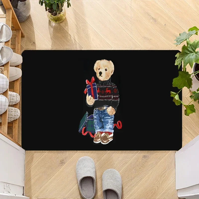 tapis porte intérieur motif ours peluche mignon antidérapant lavable entrée cuisine salon