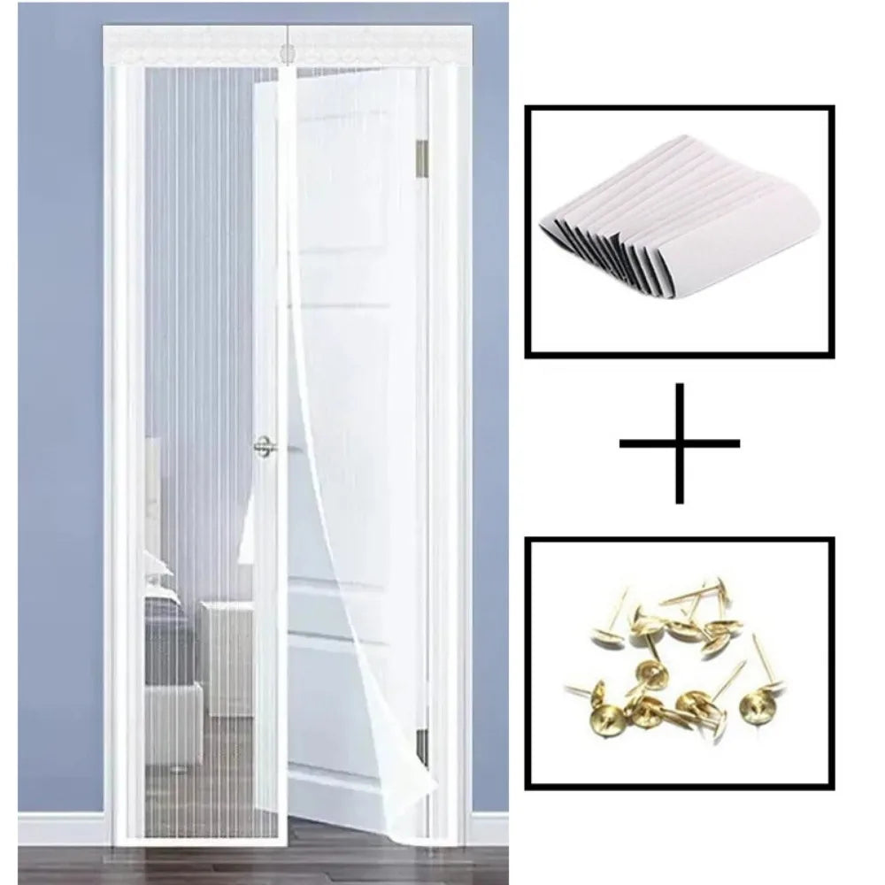 rideau porte adhésif fibre polyester blanc noir moderne 100x210cm