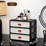 boîte maquillage moderne boîtes rangement noires blanches rouges poignées motifs géométriques