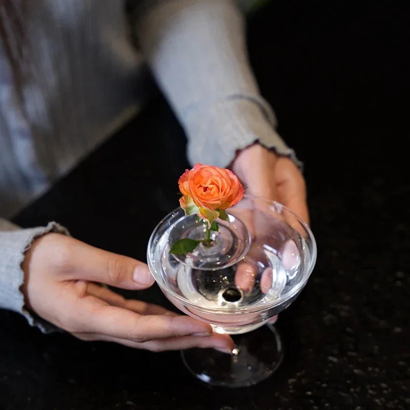 support fleurs flottant transparent moderne adhésif motifs bulles inclusion artificielle rond