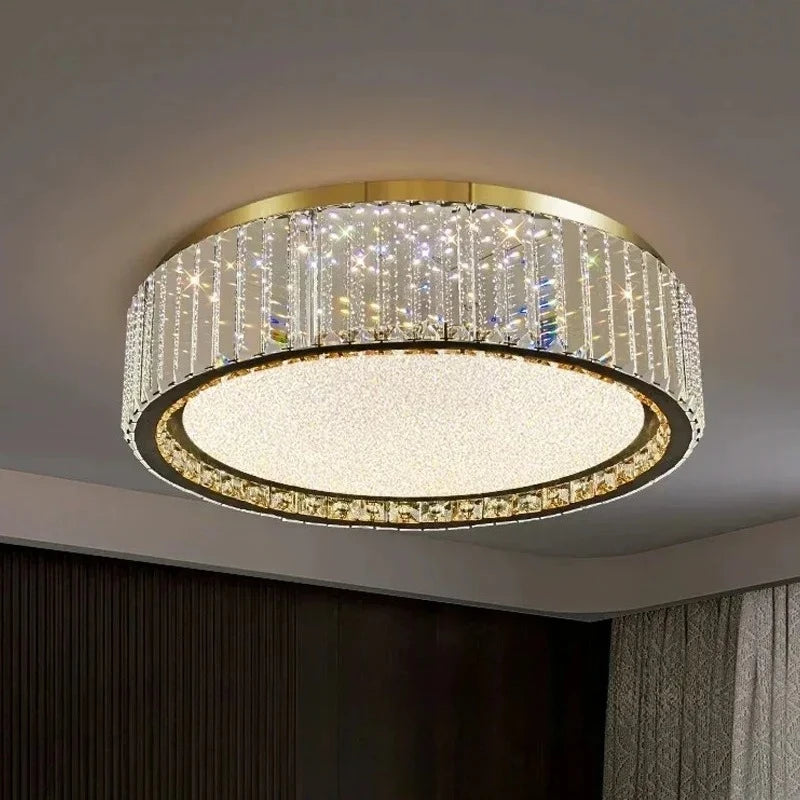 plafonnier cristal moderne or blanc lumineux télécommande contrôle mobile 4200K 3000K 6000K