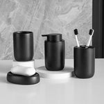 ensemble salle bain noir blanc gris minimaliste tasse distributeur brosse dents savon grille dimensions