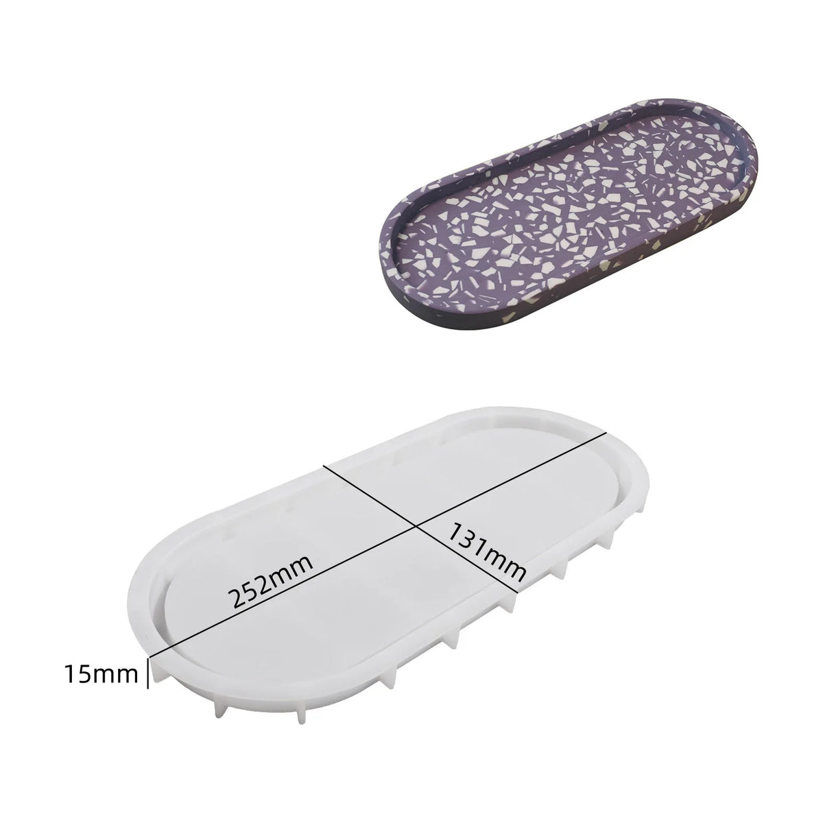 moule silicone assiettes ovales bleu beige vert violet rose texture granulée moderne minimaliste