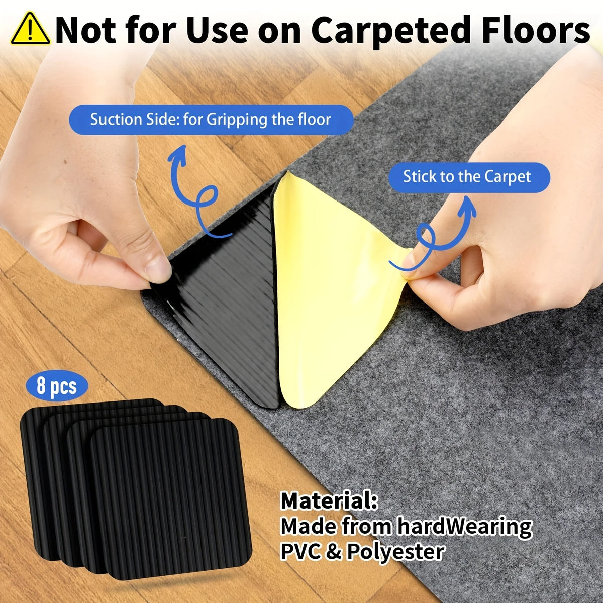 tapis antidérapant blanc noir rayures modernes adhésif réutilisable sans résidu 10 pièces 10cm 10cm