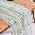 nappe courte fleur brodée transparente polyester décoration mariage anniversaire champêtre
