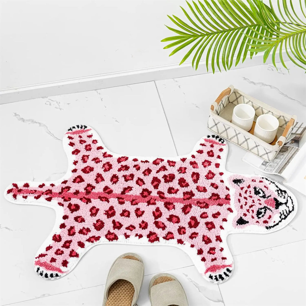 tapis moderne rose tigre polyester antidérapant imperméable salon chambre voyage