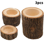 bougeoirs bois rustiques décoration maison naturelle chauffe plat événementnels marron écorce visible