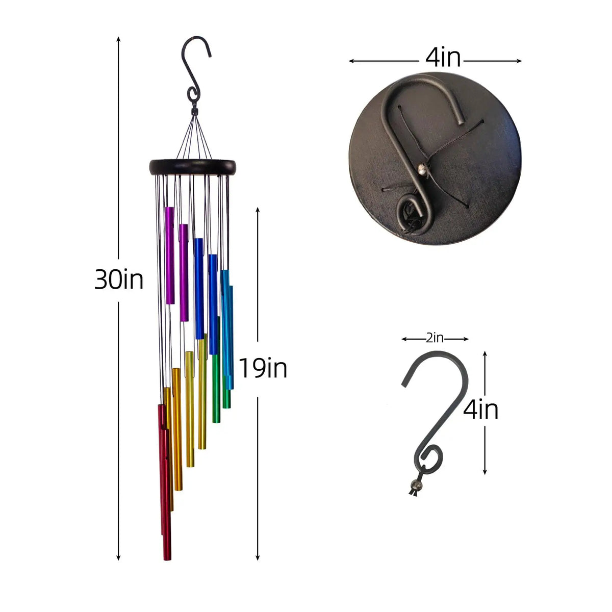carillon éolien musical multicolore moderne cloches rondes crochet métallique apaisant relaxation méditationextérieurcoration