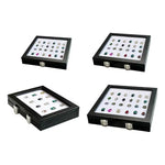 boîte bijoux noir classique clips acier inoxydable taille hinged organizer transparent white lining