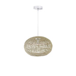 suspension lumineuse moderne tressée rotin naturel métalliques fixe salon salle manger