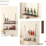 étagère suspendue bois naturel rustique boho chic corde nouée salle bain chambre
